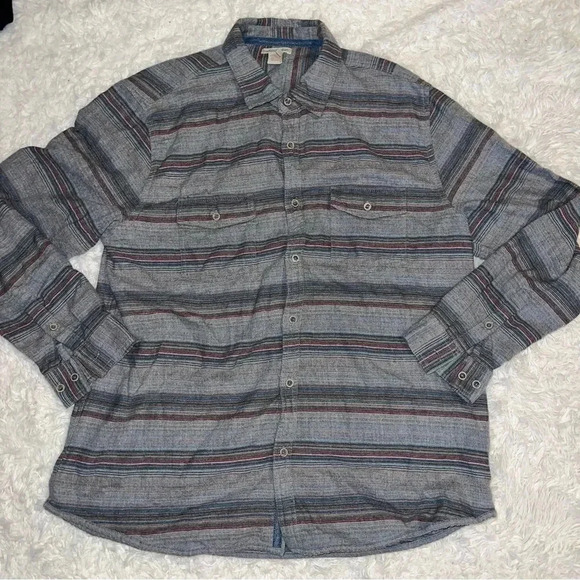 Carbon 2 Cobalt Mens Large Striped Button Down Shirt / Flannel - Picture 2 of 5